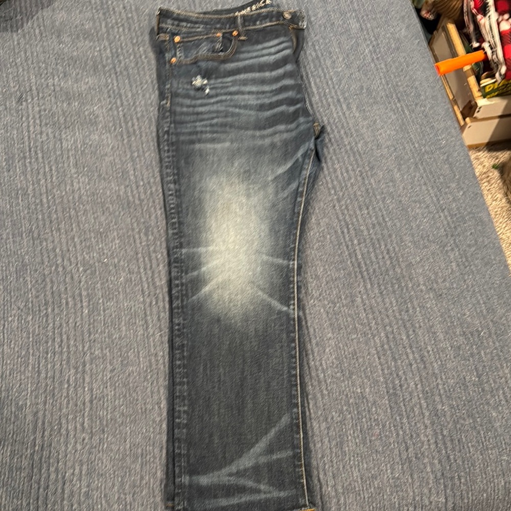 American Eagle Outfitters Blue Straight Jeans with Vintage Fading